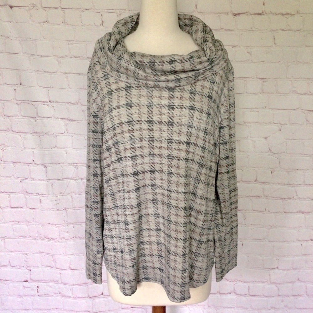 Tribal Gray and Purple Cowl Neck Sweater - Size Large - Picture 1 of 7